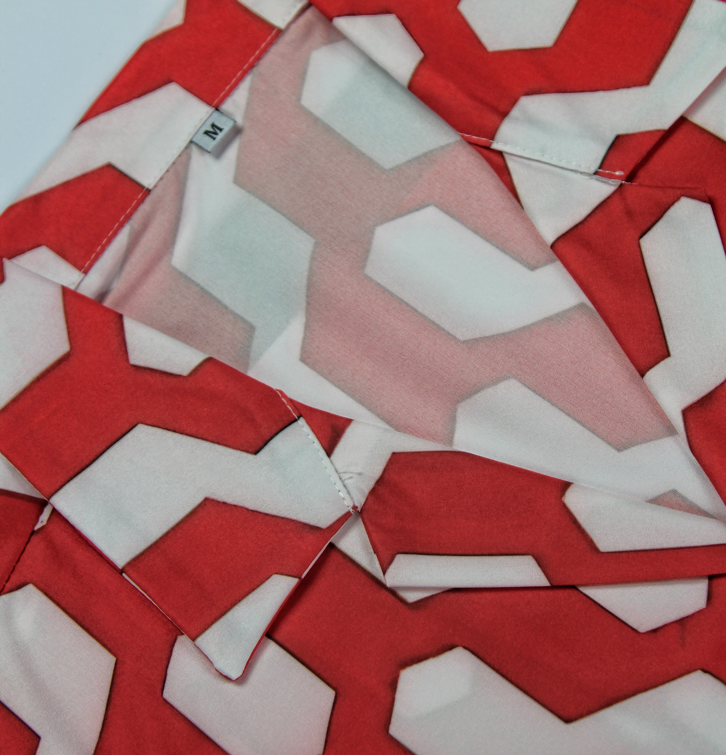 RED GRID REVERE COLLAR SHIRT