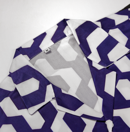 PURPLE GRID REVERE COLLAR SHIRT