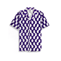 PURPLE GRID REVERE COLLAR SHIRT