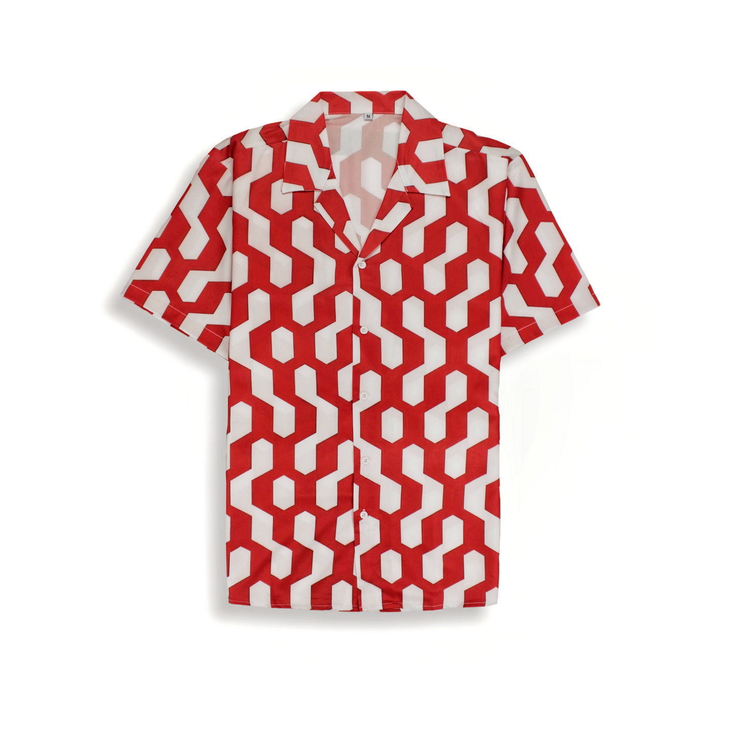 RED GRID REVERE COLLAR SHIRT