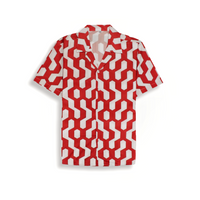 RED GRID REVERE COLLAR SHIRT